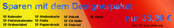 Programmpaket Visitenkarten, Kalender, Briefkopf, Papierdruck