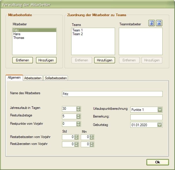 SF Dienstplan Mitarbeiter