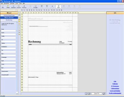 Screenshot vom Programm: SF Rechnung
