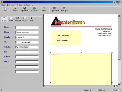 SF-Briefkopf - Software für Briefe drucken