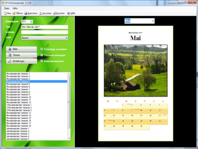 SF-FixFotokalender - Programm zum Kalender drucken