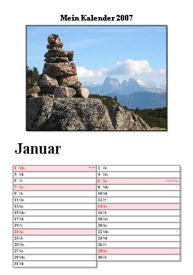 Fixfotokalender Beispiel